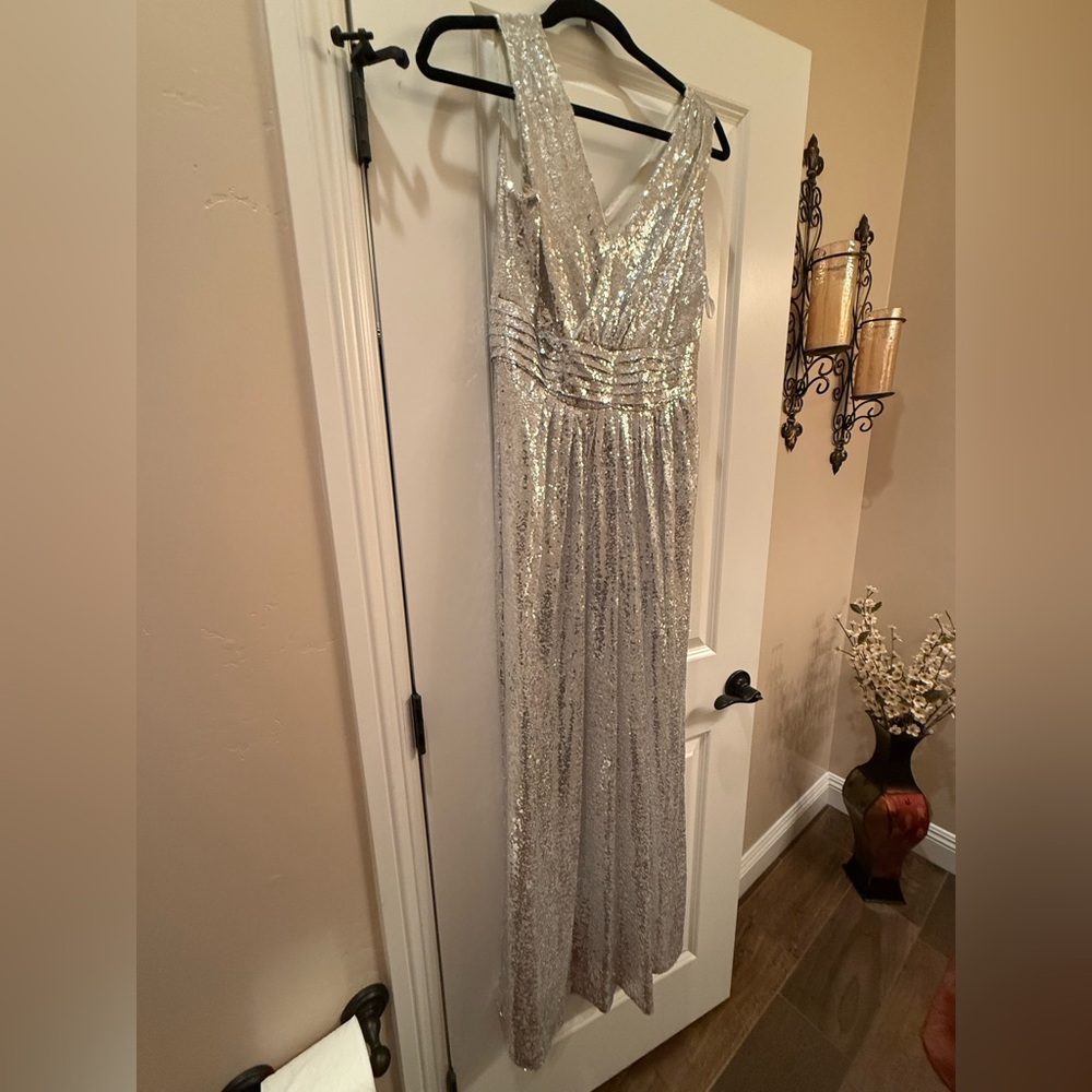 Elegant Silver Sequin Prom Dress